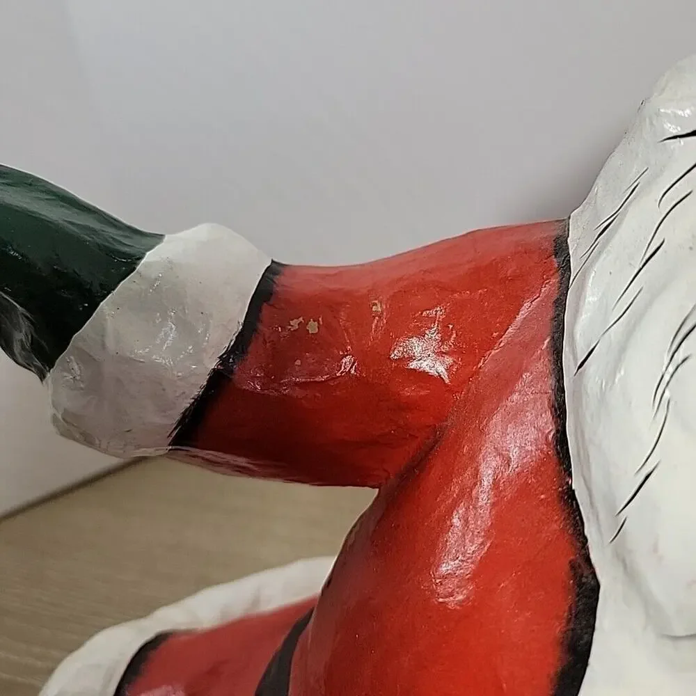 Large Vintage Paper Mache Hand painted Santa Claus‎ Christmas Decoration
